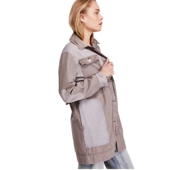 Free People apollo utility patchwork jacket shacket lilac skies army Small army - Picture 13 of 13